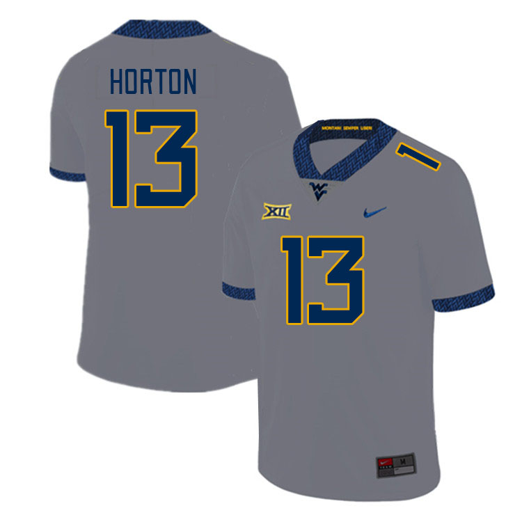 Men #13 EJ Horton West Virginia Mountaineers College Football Jerseys Stitched Sale-Gray